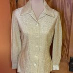 Vtg 70s gold sparkly disco shirt Size 10 Photo 4