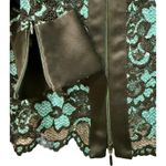 Cache RARE Vintage Lace Zip Blouse Black & Teal Floral Mesh Glam Too Y2K Small Photo 2