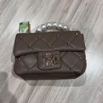 Badgley Mischka NWT Crossbody Bag Quilted Studded Pearl Handle Chain Strap Taupe Photo 1