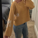 Sadie & Sage Mustard Sweater Floral Design women’s small Anthropologie Revolve Yellow Photo 0