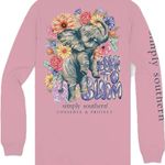 Simply Southern Born To Bloom Elephant Long Sleeve Shirt Womens Large Photo 2