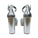 Good American NWT  Silver Snake Ankle Strap Platform Sandals Vegan Leather Sz 9.5 Photo 11