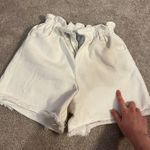 Princess Polly white high waisted denim shorts with the elastic waistband Photo 6