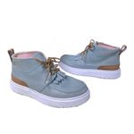 Dr. Martens "JEMIMA" LIGHT BLUE & TAN THICK SOLE CHUKKA ANKLE BOOTS W/FRINGE (7) Photo 3