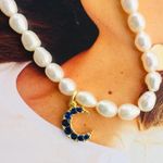 Set Of 2/ Freshwater Peal Pendant With 16 Inches Paper Clip Chain Silver Photo 6