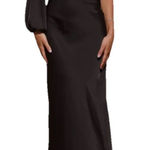 Billy J Esther One Shoulder Long Sleeve Maxi Halter Dress Black Women's Size‎ 10 Photo 0