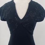 Vintage 90s Beaded Bodice Maxi Dress Knit Fitted Column Gown Empire Waist Black Size 8 Photo 1