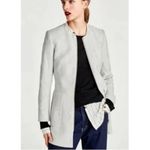 ZARA  Zipper Front Long Blazer Gray Office Girlboss Workwear Career Womens Sz M Photo 2