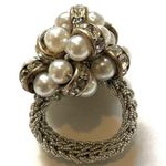 Faux pearl rhinestone cluster ring Photo 5