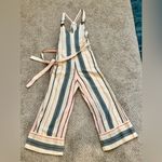 Billabong Striped Baggy Wide-Leg Jumpsuit Boho Coastal Linen Blend Photo 2