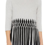 IC by Connie K Fringe Tunic Top Women Large Gray Black Casual Comfy Lagenlook Photo 0