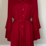 Naked Zebra  Bold Red long sleeve dress size large Photo 0
