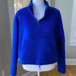 American Eagle Cobalt Blue Quarter Zip Cropped Sherpa Fleece Sweatshirt Sz XS Photo 0
