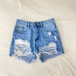 Boohoo Denim Distressed Shorts Photo 3