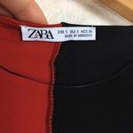 ZARA Red Black Colorblock Stretch Jersey Wrap Midi Dress Small Photo 3