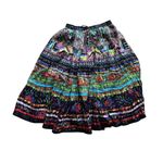 TravelSmith Swing Maxi Skirt Crinkle Cotton Tiered Peasant Colorful Boho Sz PL Black Photo 0