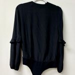 Elisabetta Franchi Silk Long Sleeve Ruffle Trim Surplice V Photo 1