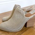 Dolce Vita Kenli Mule Stacked Heel Bootie Perforated leather slip on Size 8 Tan Photo 1