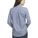 LL Bean Blue Paisley Wrinkle Free Pinpoint Oxford Long Sleeve Button Shirt LARGE Photo 1