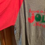 Next Level Apparel 3/4 sleeve baseball tee Gray w/ red sleeves “have a jolly Christmas “ Photo 5