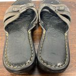 Born black, brown leather slide size 8/9.5”￼ Black Photo 2