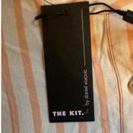 THE KIT. Womens Blouse Size 12 Peach Beige Striped 3/4 Sleeve Button Down Tan Photo 3