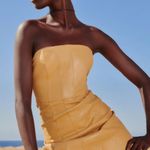 ZARA  Blogger Fav Caramel Color Faux Leather Strapless Mini Dress Photo 2