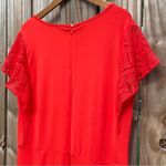 H by Halston H Halston Cardinal Red Regular Jet Set Jersey Wide-Leg Jumpsuit Lace Sleeves Photo 5