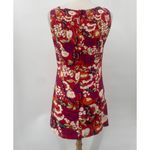 Vintage 90s Esprit Graphic Floral Print Mini Shift Dress Scoop Neck Red Womens 8 Photo 5