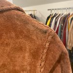 Mizzi Vintage 80s Suede Duster Trench Whipstitch Brown Leather Coat Jacket Photo 5
