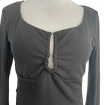 H:ours NEW  Revolve Size Medium  Top Blouse Shirt Crop Long Sleeve Black Photo 1