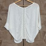 Lush Clothing Lush Womens White Oversized Top Size S Cream Dolman Sleeves Crochet Boho Photo 3