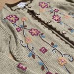 Victor Costa Occassion Flower Embroidery Cardigan Size Small Brown Photo 1