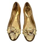 Coach CHRISANN Metallic Goldtone Ballet Flats floral round toe leather 7 Photo 1