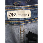 ZARA Woman High Waist Wide Leg Crop Jeans Blue Frayed Hem Rigid Denim Size 8 / 4 Photo 1