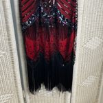Unique Vintage Red Black Sequin Fringe Flapper Dress 1920s Gatsby Small Photo 8