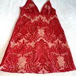 Free People  Night Shimmers Red Mini V Neck Dress size 0 Photo 3