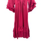 Kobi Halperin Bryant Ruffle‎ Trim Midi Dress Red Boho Satin Tiered Size Small Photo 4