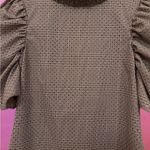 ZARA  Brown Plaid & Polka Dot Puff-Sleeve Babydoll 60s Style Shift Dress - Medium Photo 8