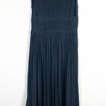 Modern Citizen Eleni Grecian Pleated Midi Dress Size Small Navy Blue Satin Photo 12