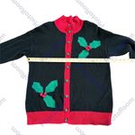 Vintage Bechamel Women’s Knitted Crochet Holiday Sweater Cardigan Size Medium Black Photo 9