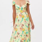 Urban Outfitters Yellow Tropical Siren Strappy Ruffle Maxi Dress Photo 0