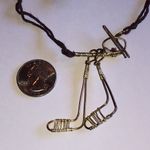 Wire Hockey Stick Brown Cord Boho Necklace Photo 3