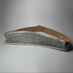 Vintage Charles Jourdan Belt Women's Silver Tone Metallic Leather Made France M Gray Photo 1