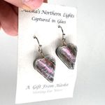 NWT Alaska’s Northern Lights Handcrafted Sterling Glass Heart Dangle Earrings Pink Photo 5