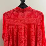 Johnny Was $350 NWOT  Desi Embroidered Floral Red Eyelet Button Shirt Blouse Sz L Photo 4