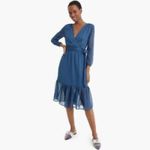 J.Crew NWT Point Sur faux-wrap dress in blue Lurex® crinkle chiffon Photo 3