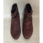 Trendy Brown Suede Leather Antonio Milano Wedge Boots Booties Zip Buckle Size 8 Photo 1