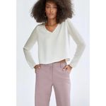 Babaton Aritzia Murphy Cropped Long Sleeve V Neck Blouse Light Blue Sz M Photo 5