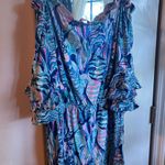 Lilly Pulitzer Romper Blue Off-Shoulder L Photo 0